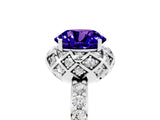 White gold Round Cut Diamond Solitaire Ring with Shared Prong Pavé Band_5