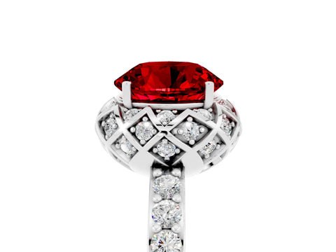 White gold Round Cut Diamond Solitaire Ring with Shared Prong Pavé Band_5