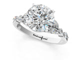 White gold Round Cut Diamond Solitaire Ring with Side Stones and Four-Prong Setting_92