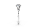 White gold Round Cut Diamond Solitaire Ring with Side Stones and Four-Prong Setting_93