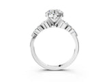 White gold Round Cut Diamond Solitaire Ring with Side Stones and Four-Prong Setting_94