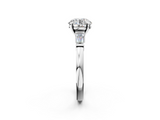 White gold Round Cut Diamond Solitaire Ring with Tapered Baguette Accents and Four-Prong Setting_88