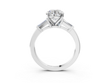 White gold Round Cut Diamond Solitaire Ring with Tapered Baguette Accents and Four-Prong Setting_90