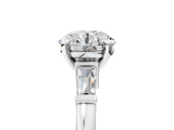 White gold Round Cut Diamond Solitaire Ring with Tapered Baguette Accents and Four-Prong Setting_92