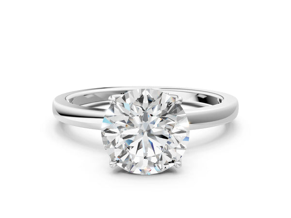 White gold Round Cut Diamond Solitaire Ring with Thin Band and Prong Setting