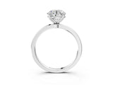 White gold Round Cut Diamond Solitaire Ring with Thin Band and Prong Setting_23
