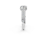 White gold Round Cut Diamond Solitaire Ring with Three-Row Pavé Band and Four-Prong Setting_80