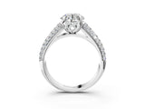 White gold Round Cut Diamond Solitaire Ring with Three-Row Pavé Band and Four-Prong Setting_80