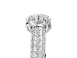 White gold Round Cut Diamond Solitaire Ring with Three-Row Pavé Band and Four-Prong Setting_84