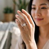 White gold Round Cut Diamond Solitaire Ring with Three-Row Pavé Band and Four-Prong Setting_91