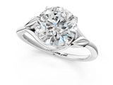 White gold Round Cut Diamond Solitaire Ring with Twist Band and Four-Prong Setting_106