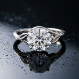 White gold Round Cut Diamond Solitaire Ring with Twist Band and Four-Prong Setting_120
