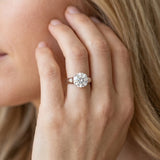 White gold Round Cut Diamond Solitaire Ring with Wide Band and Prong Setting_14