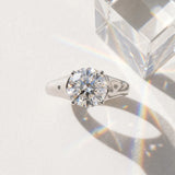 White gold Round Cut Diamond Solitaire Ring with Wide Band and Prong Setting_15