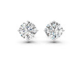 White gold Round Cut Diamond Solitaire Stud Earrings with Floral Petal Setting_12