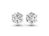 White gold Round Cut Diamond Solitaire Stud Earrings with Six-Prong Floral Setting_6