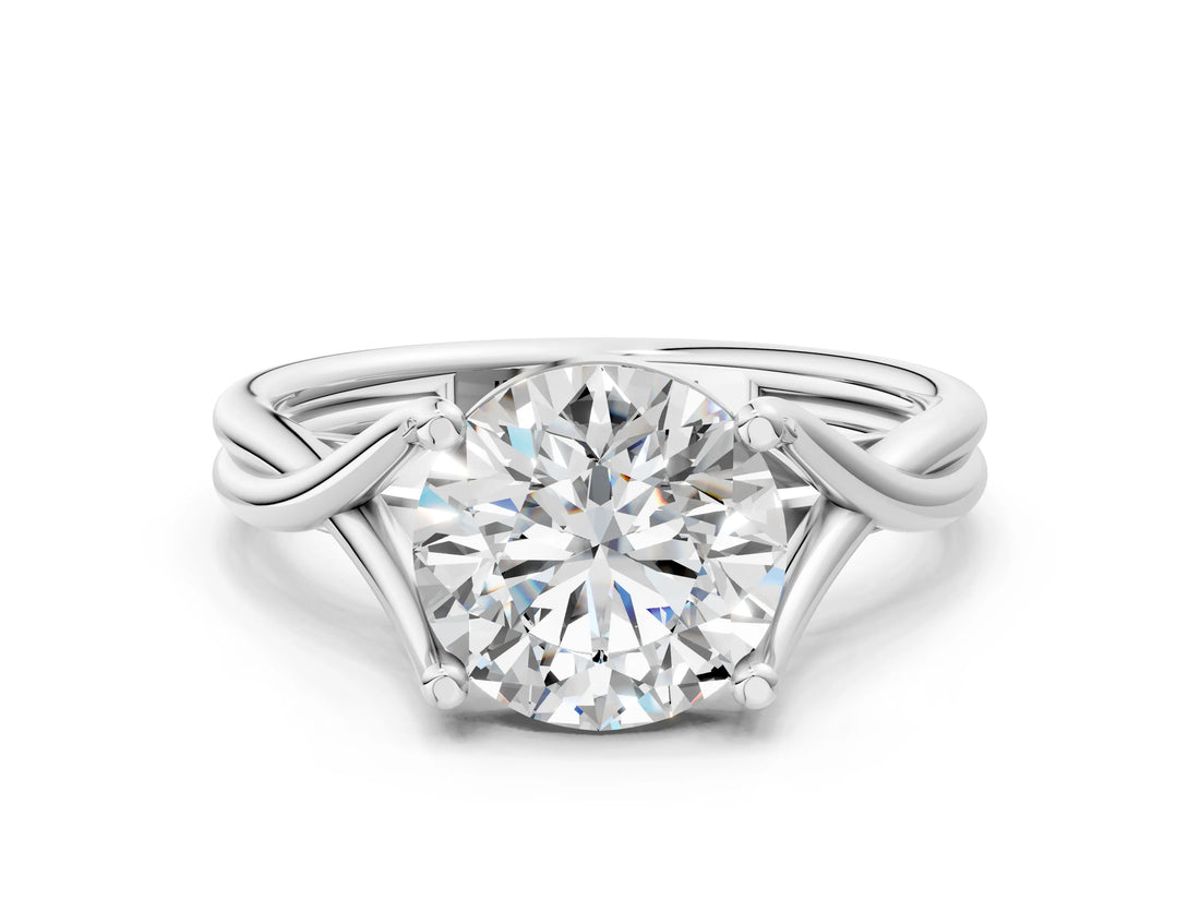 White gold Round Cut Diamond Solitaire Twist Band Prong Setting Ring_68