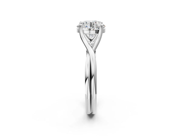 White gold Round Cut Diamond Solitaire Twist Band Prong Setting Ring