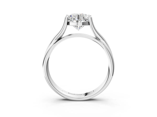 White gold Round Cut Diamond Solitaire Twist Band Prong Setting Ring