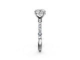 White gold Round Cut Diamond Solitaire with Pave Band and Four-Prong Setting 2