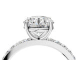 White gold Round Cut Diamond Solitaire with Pave Band and Four-Prong Setting 4