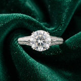 White gold Round Cut Diamond Split Shank Engagement Ring with Pavé Band_113