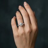White gold Round Cut Diamond Split Shank Engagement Ring with Pavé Band_119