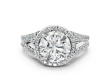 White gold Round Cut Diamond Split Shank Halo Ring with Four-Prong Setting_68