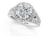 White gold Round Cut Diamond Split Shank Halo Ring with Four-Prong Setting_68