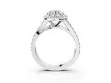 White gold Round Cut Diamond Split Shank Halo Ring with Four-Prong Setting_71