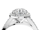 White gold Round Cut Diamond Split Shank Halo Ring with Four-Prong Setting_72
