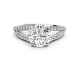 White gold Round Cut Diamond Split Shank Pavé Engagement Ring with Four-Prong Setting_69