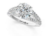White gold Round Cut Diamond Split Shank Pavé Engagement Ring with Four-Prong Setting_75