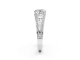 White gold Round Cut Diamond Split Shank Ring with Pavé Band and Four-Prong Setting_82
