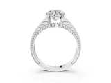 White gold Round Cut Diamond Split Shank Ring with Pavé Band and Four-Prong Setting_83