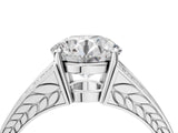 White gold Round Cut Diamond Split Shank Ring with Pavé Band and Four-Prong Setting_84