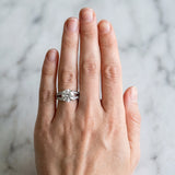White gold Round Cut Diamond Split Shank Ring with Pavé Band and Four-Prong Setting_94