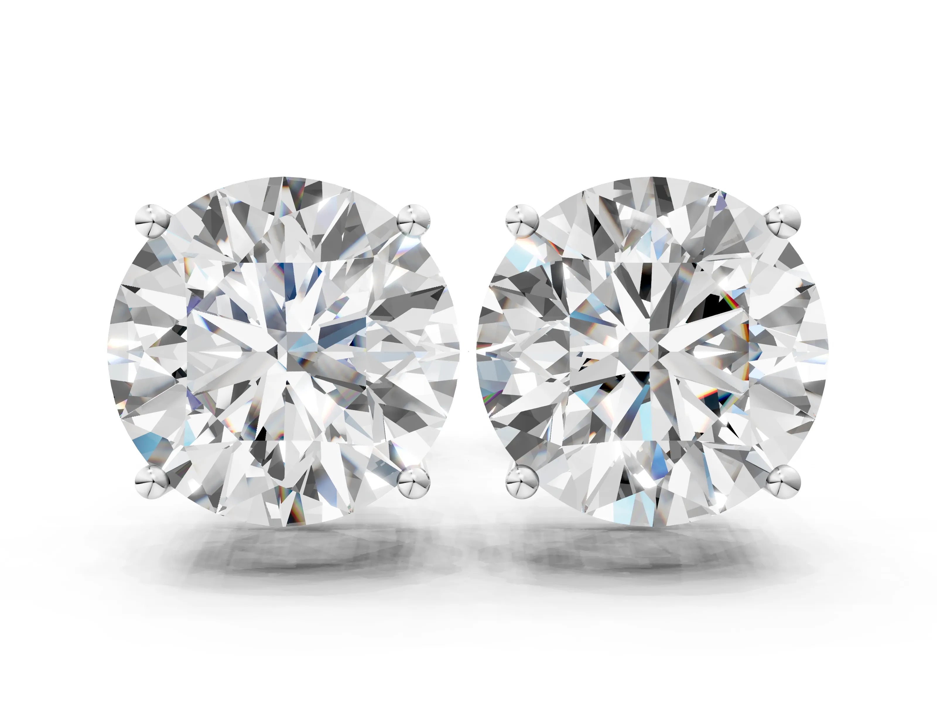 Silver Round Cut Diamond Stud Earrings