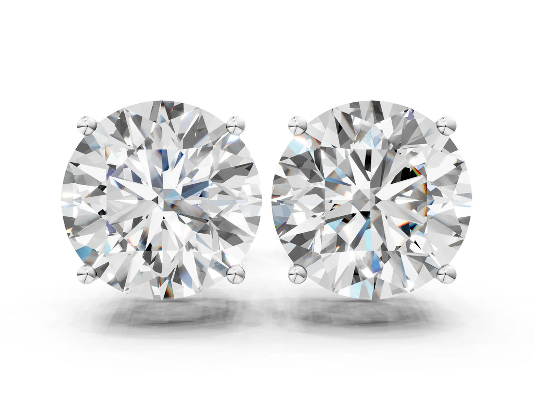 Silver 2.02 Carat D VVS2 Round Diamond Stud Earrings