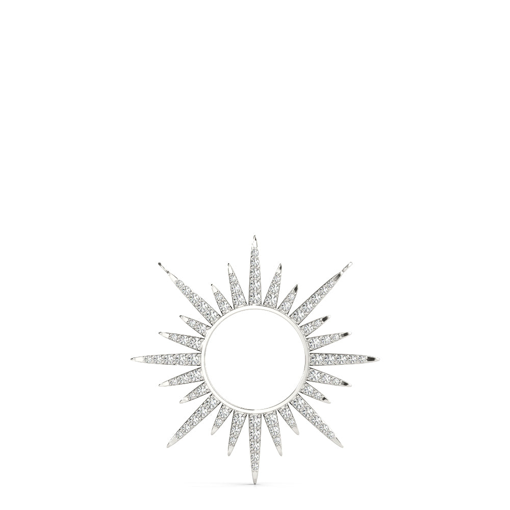 White gold Round Cut Diamond Sunburst Pendant with Pavé Setting 1