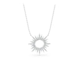 White gold Round Cut Diamond Sunburst Pendant with Pavé Setting_4