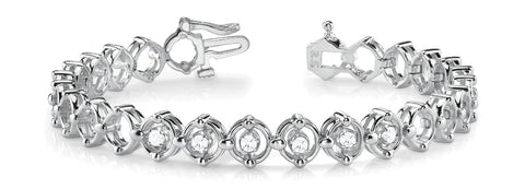 White gold Round Cut Diamond Tennis Bracelet with Bezel Setting and Link Band