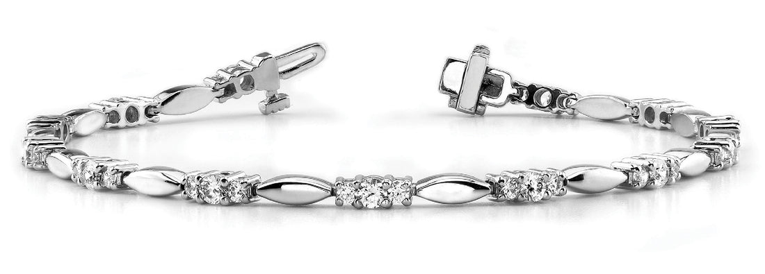 White gold Round Cut Diamond Tennis Bracelet with Bezel and Prong Setting