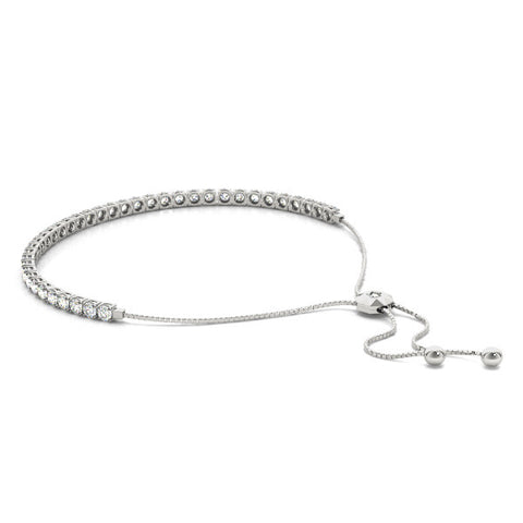 White gold Round Cut Diamond Tennis Bracelet with Box Chain and Four-Prong Setting 1