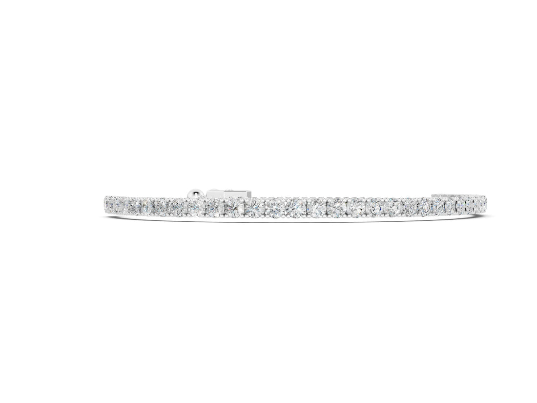 White gold Round Cut Diamond Tennis Bracelet with Box Chain and Four-Prong Setting_8