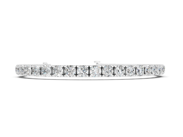Silver Round Cut Diamond Tennis Bracelet with Box Clasp and Four-Prong Setting
