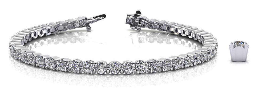 White gold Round Cut Diamond Tennis Bracelet with Channel Set Band and Four-Prong Setting