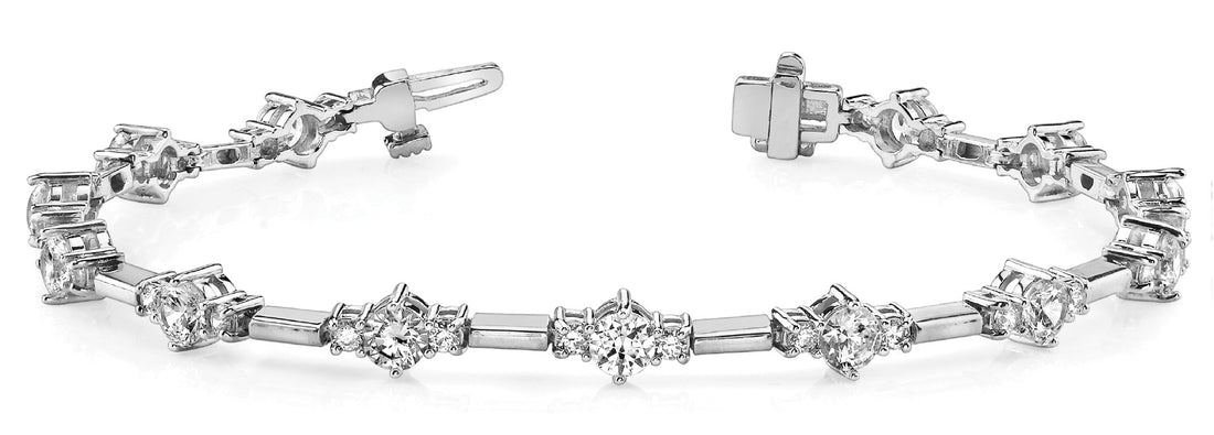 White gold Round Cut Diamond Tennis Bracelet with Channel Set Stones and Four-Prong Setting