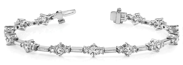 White gold Round Cut Diamond Tennis Bracelet with Channel Set Stones and Four-Prong Setting