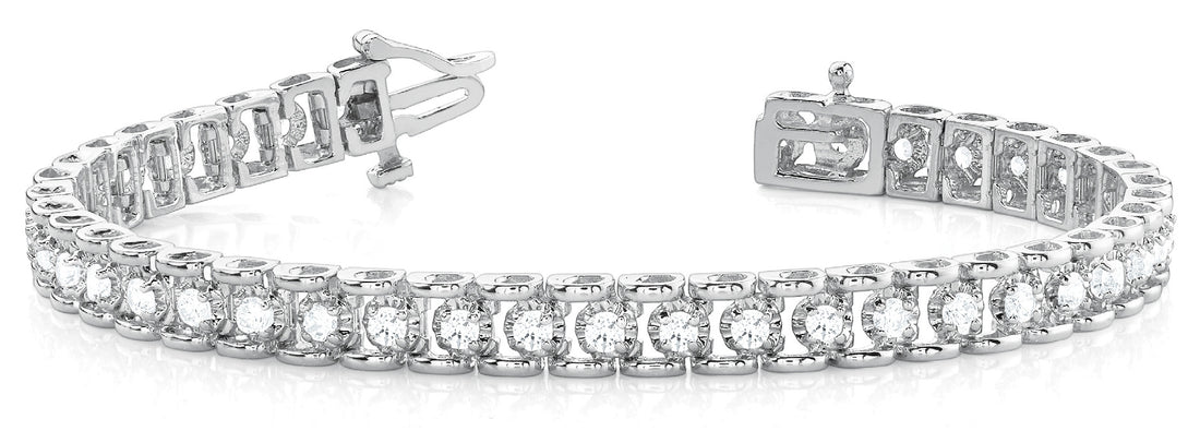 White gold Round Cut Diamond Tennis Bracelet with Channel Setting and Four-Prong Setting